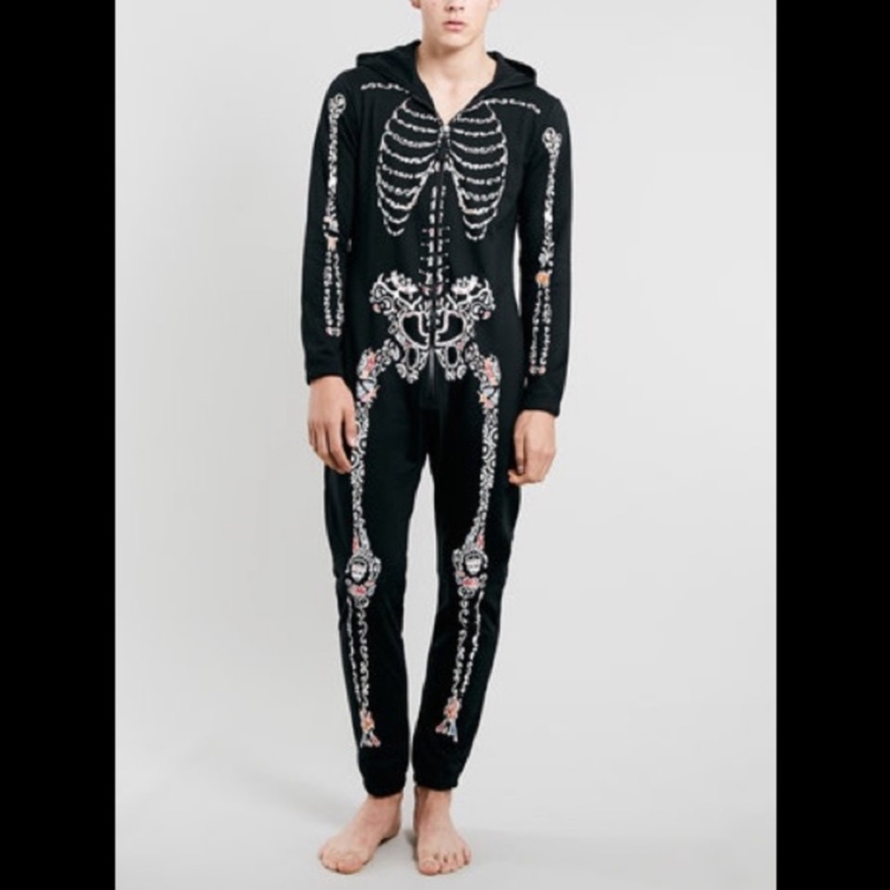 Topman Men's Day of the Dead Hooded Onesie